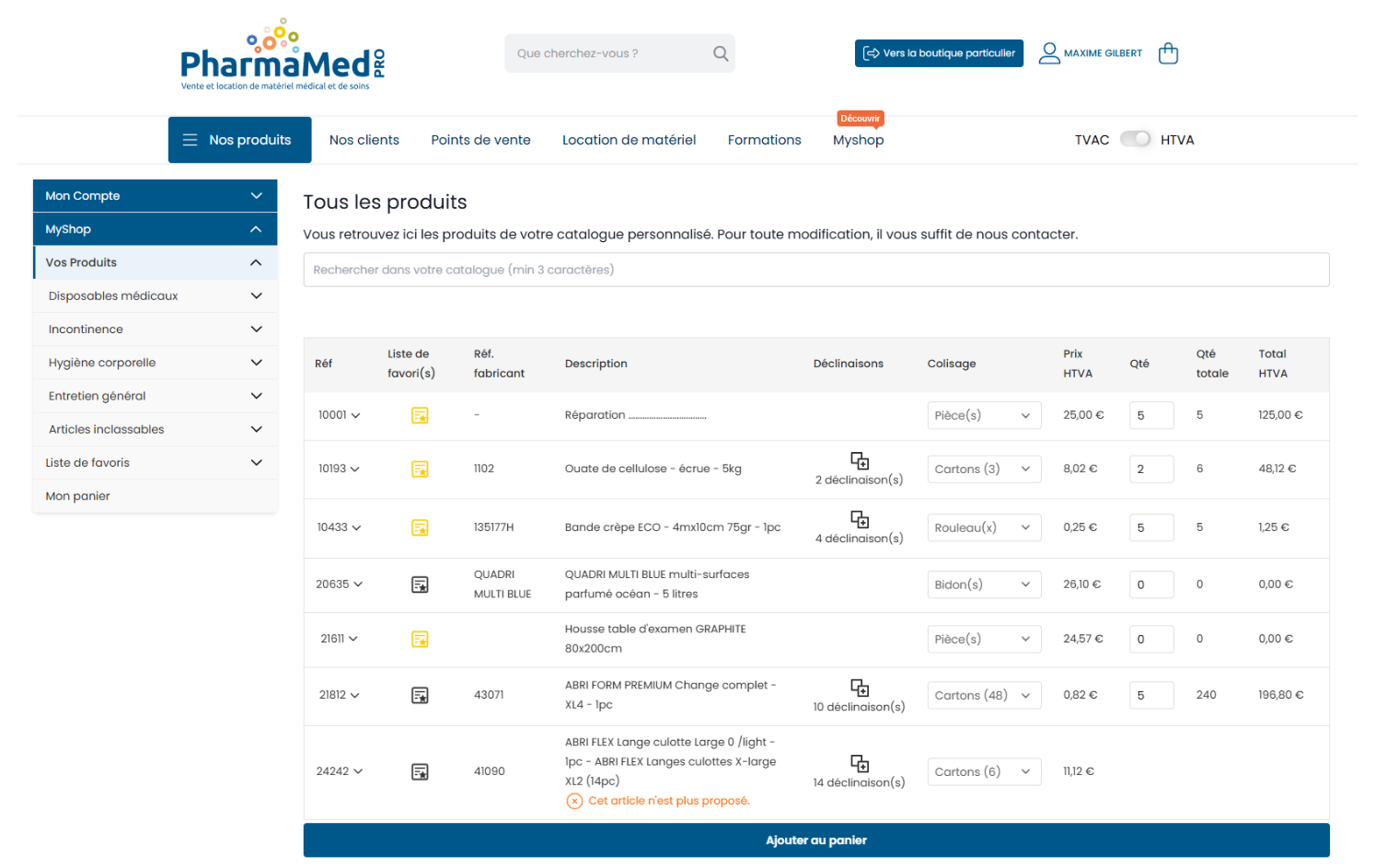 MyShop &mdash; espace d'approvisionnement professionnel PharmaMed